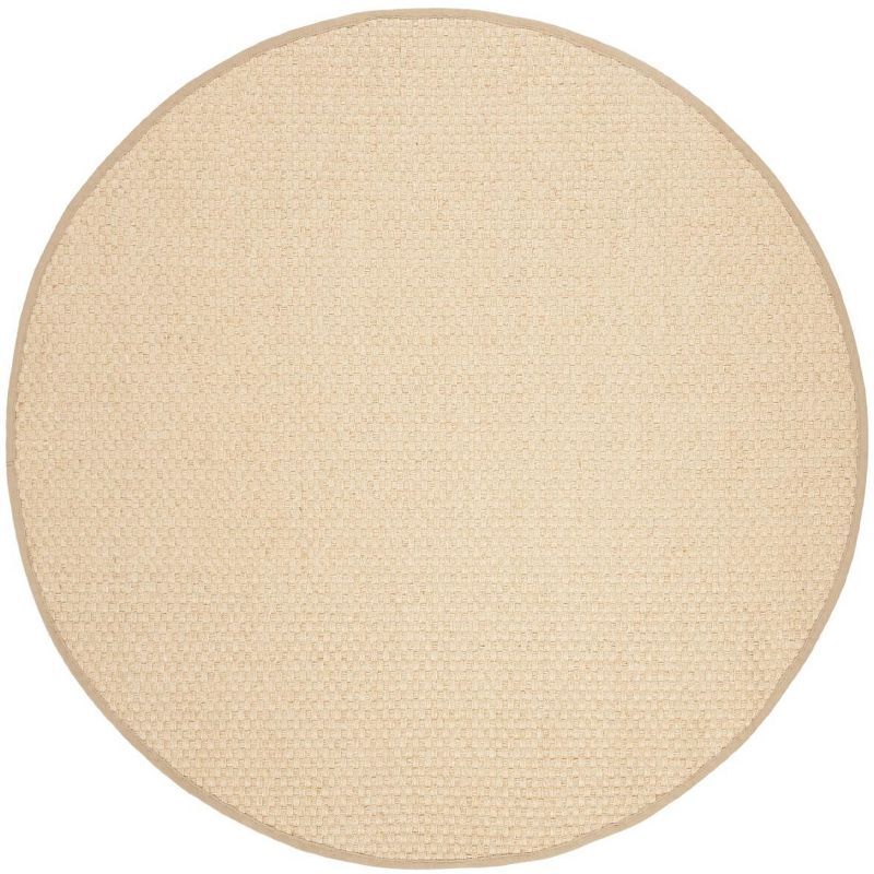 Natural Beige Cotton Round Area Rug with Non-slip Backing