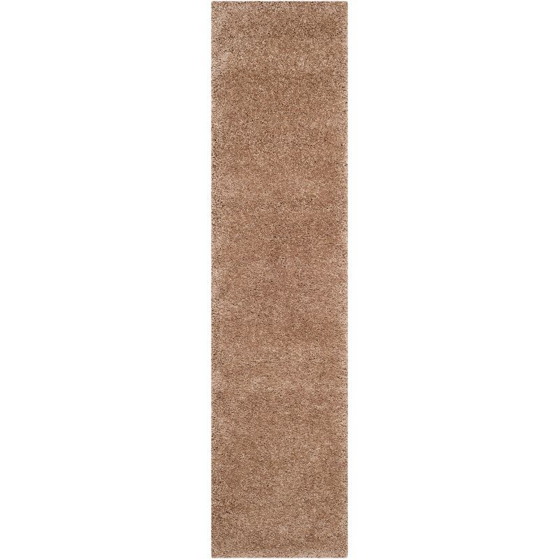 Milan Dark Beige Synthetic Shag Runner Rug 2' x 6'