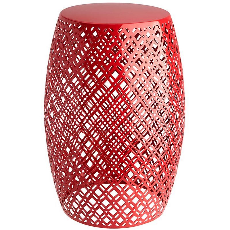 Red Metal Barrel Stool for Indoor/Outdoor Use