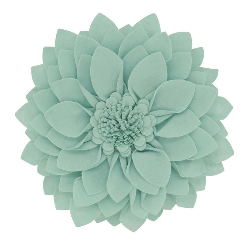 Aqua Felt Flower Shaped Throw Pillow