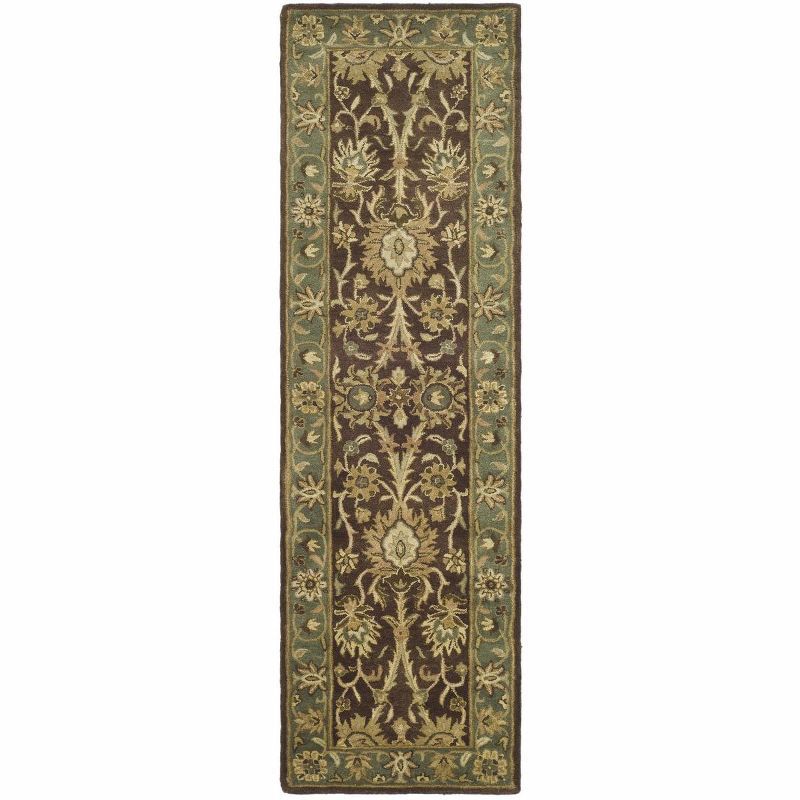 Handmade Chocolate & Blue Tufted Wool 27" Area Rug