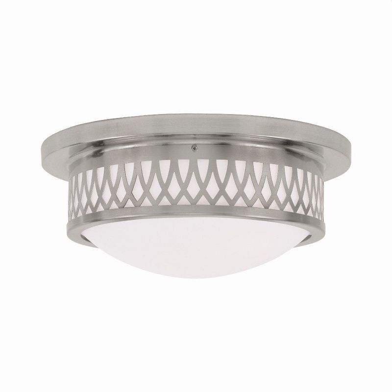 Westfield Brushed Nickel 2-Light Flush Mount with Satin Glass