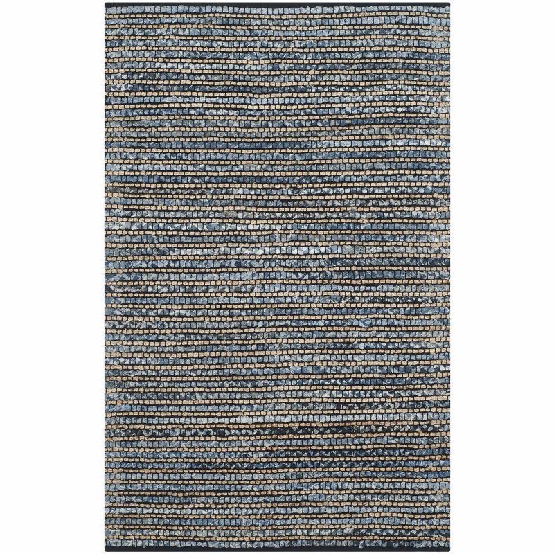 Cape Cod Blue Striped Cotton 3' x 5' Handmade Area Rug