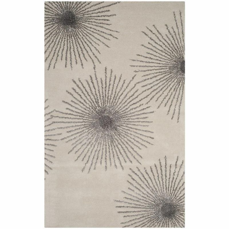 Ivory and Gray Hand-Tufted Wool and Viscose Area Rug