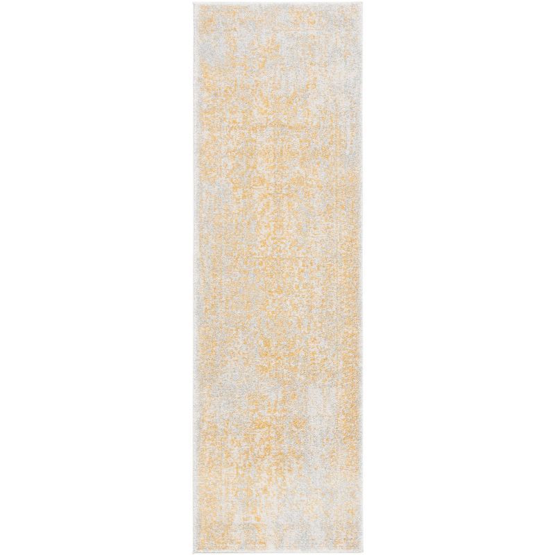 Ivory and Gold Synthetic Easy Care Runner Rug