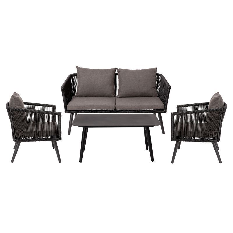 Kierra Black and Gray Metal 4-Piece Patio Conversation Set