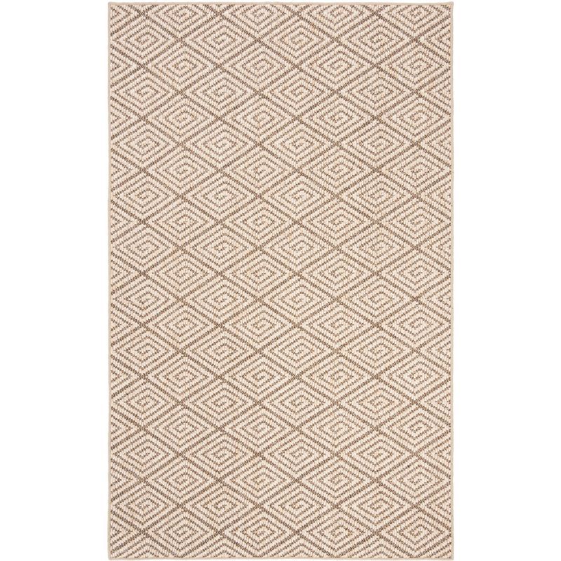 Beige and Brown Geometric Sisal Area Rug, 5' x 8'