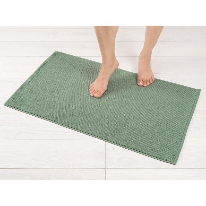 Sage Green Cotton Slip Resistant Bath Rug, 20x34 inches
