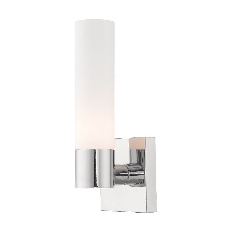 Aero Contemporary Chrome 1-Light Wall Sconce with Etched Opal Glass