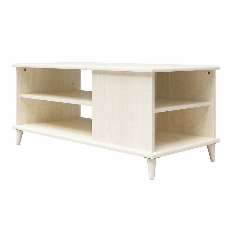 Ivory Oak Rectangular Coffee Table with Open Shelves