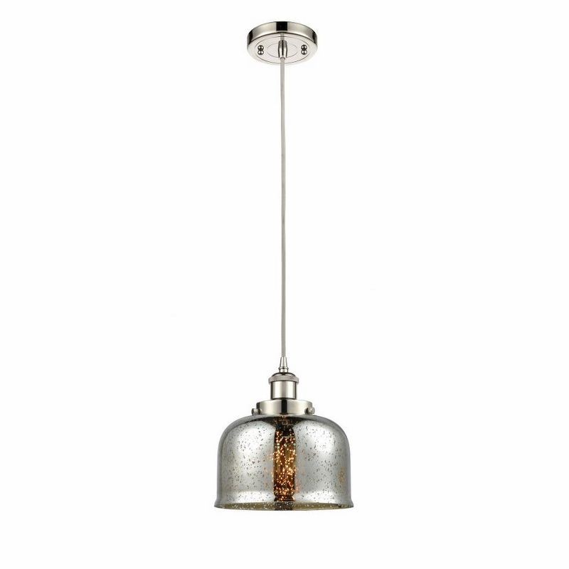 Polished Nickel Mini Pendant with Glass Shade