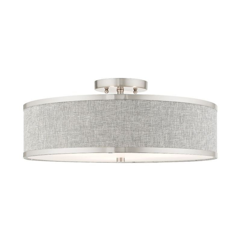 Elegant Brushed Nickel 3-Light LED Drum Ceiling Fixture