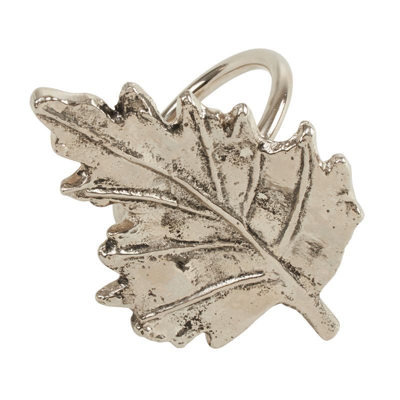 Silver Maple Leaf Metal Napkin Rings, Set of 4