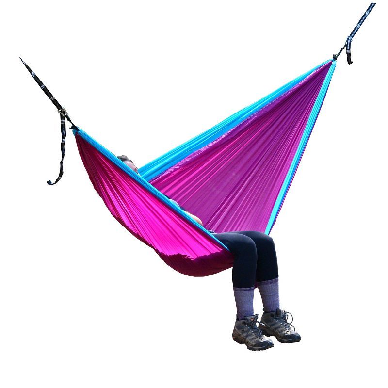 Light Blue and Purple Nylon Camping Hammock