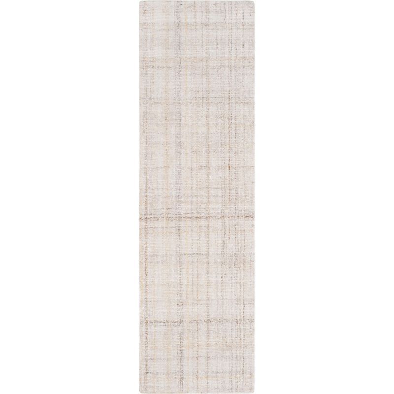 Ivory and Beige Abstract Hand-Tufted Wool-Blend Runner Rug