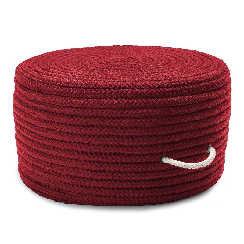 Red Woven Polypropylene Round Pouf Ottoman