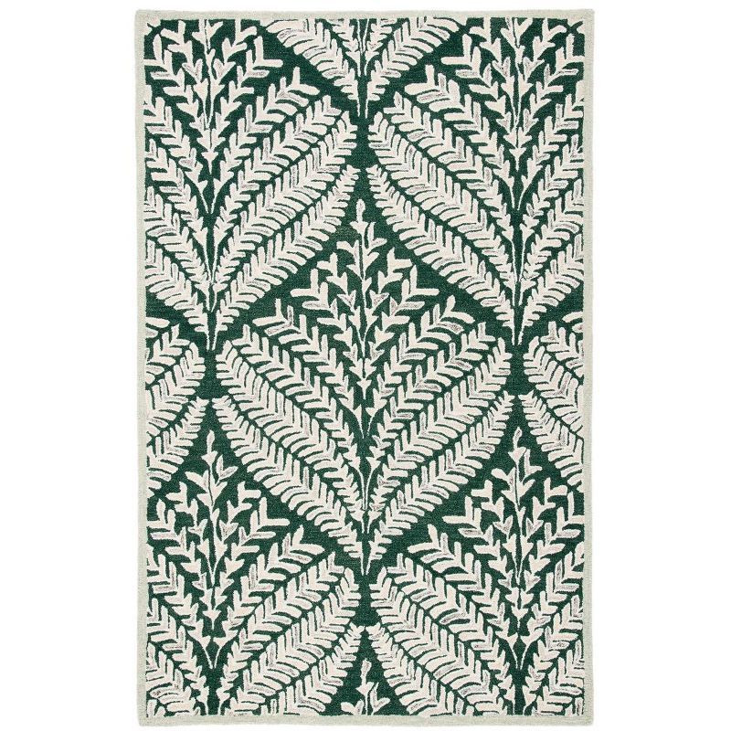 Capri 5' x 8' Dark Green and Ivory Hand-Tufted Wool Area Rug