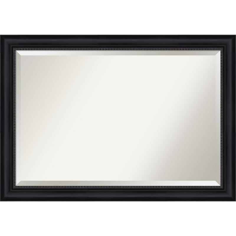 Astor Black Satin Beaded 41x29 Bathroom Vanity Wall Mirror