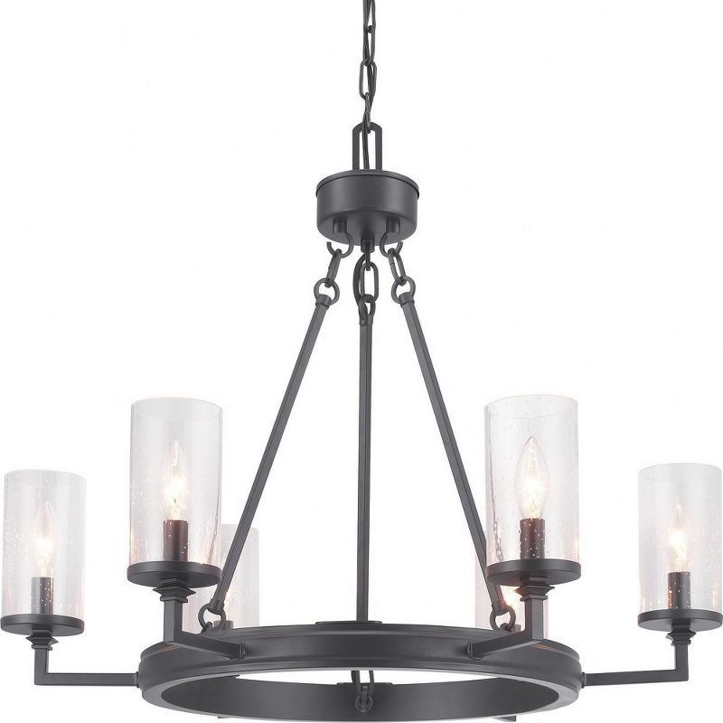 Gresham Graphite 6-Light Chandelier with Seeded Glass Shades