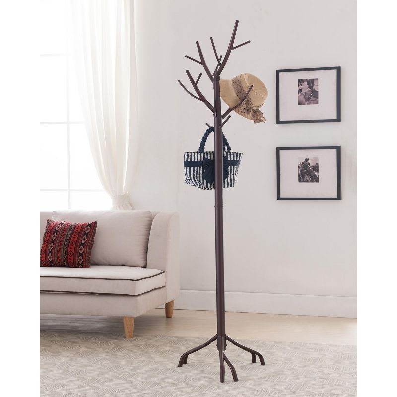 Bronze Metal Hall Tree Freestanding Coat and Hat Rack with Branches