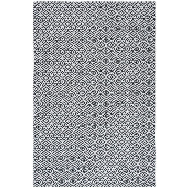 Augustine Black and Light Grey Geometric Flat Woven Rug 4' x 6'