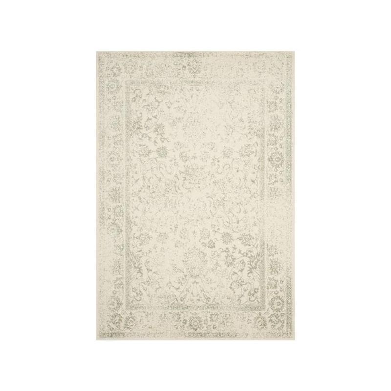 Ivory/Sage Floral Easy-Care Synthetic Area Rug, 6' x 9'