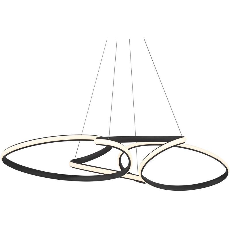 Helix Sand Black Multi-Ring LED Pendant Light with Adjustable Height