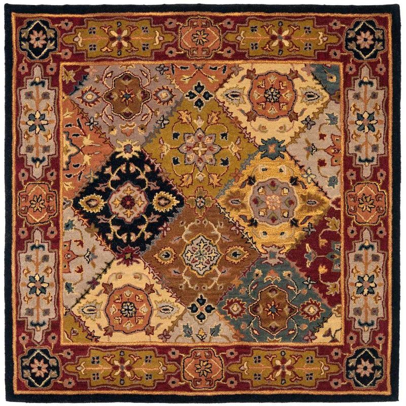 Luxurious Hand-Tufted Heritage Square Wool Rug in Red