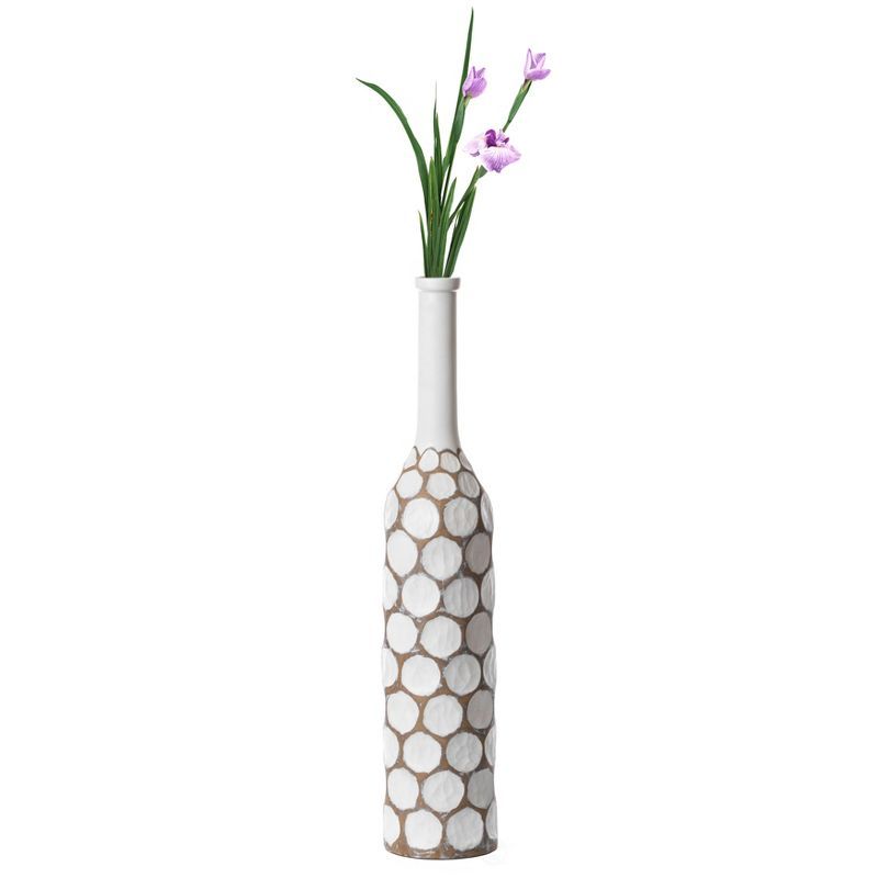 Modern Elegance 33.5" White Polyresin Decorative Floor Vase