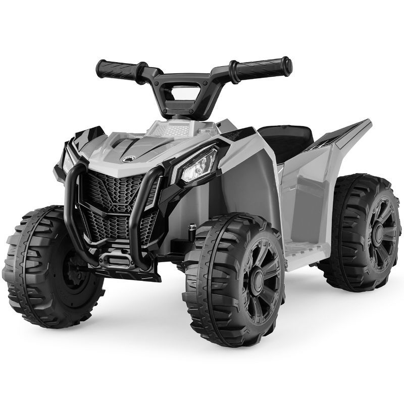 Gray 6-Volt Kids Ride-On Quad ATV with Treaded Tires