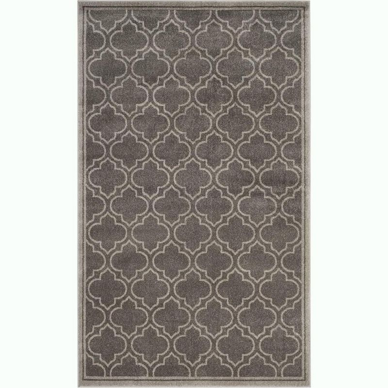 Geometric Duo-Tone Grey Easy-Care 6' x 9' Synthetic Area Rug