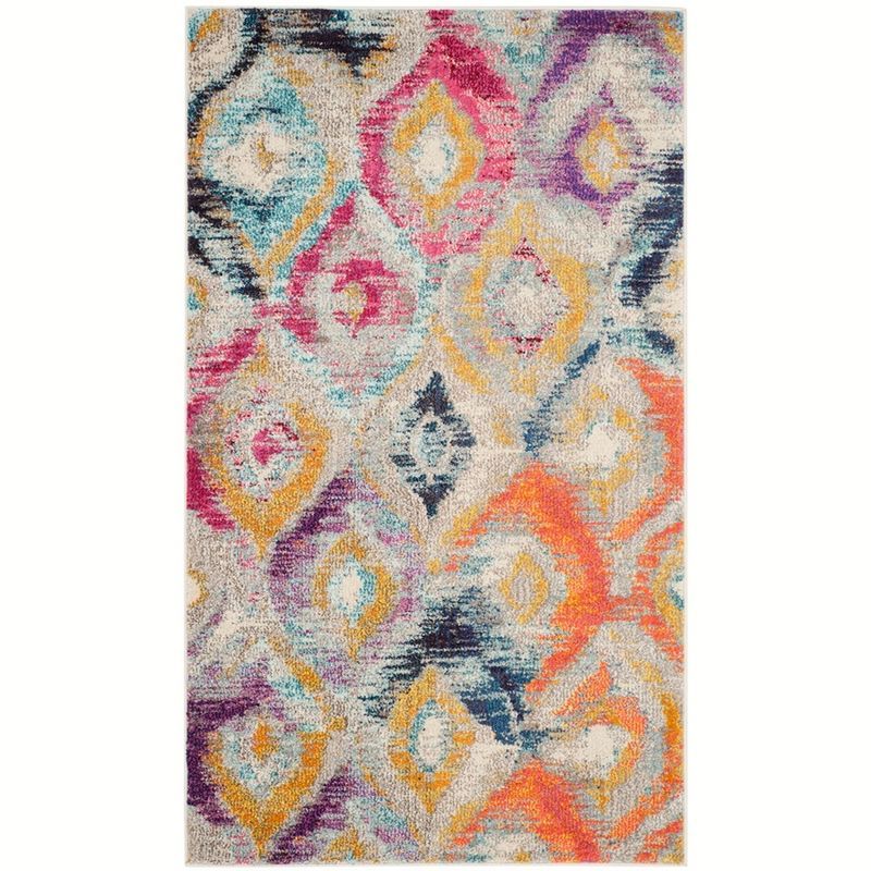 Boho-Chic Multicolor Synthetic Rectangular Area Rug