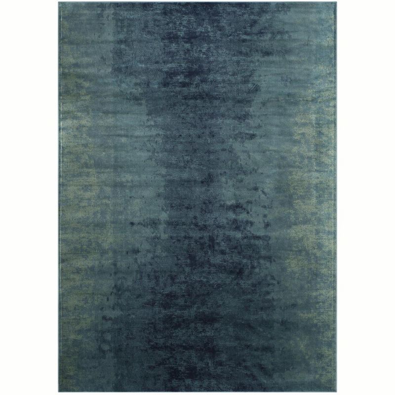 Vintage Blue Rectangular Easy Care Viscose Area Rug