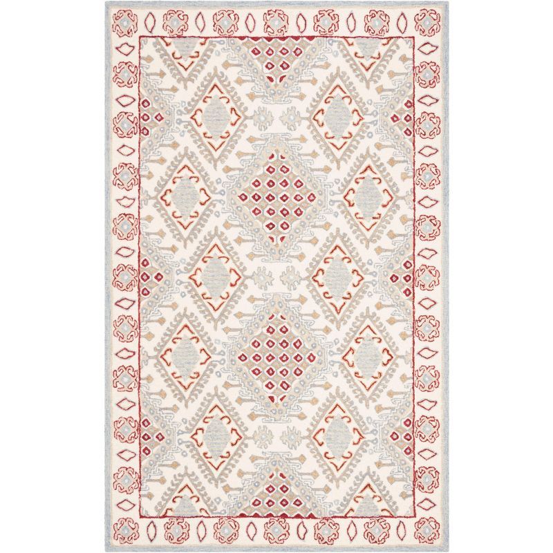 Cherished Red & Ivory Hand-Tufted Wool Blend 5'x8' Area Rug