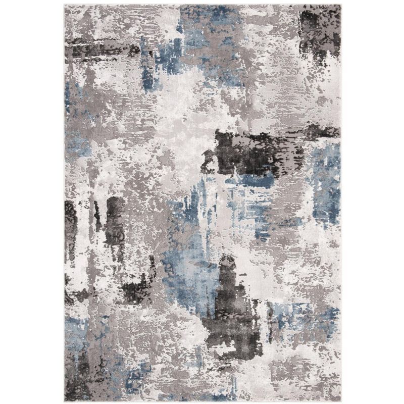 Gray Abstract Reversible Synthetic Rectangular Rug 5'-3" x 7'-6"