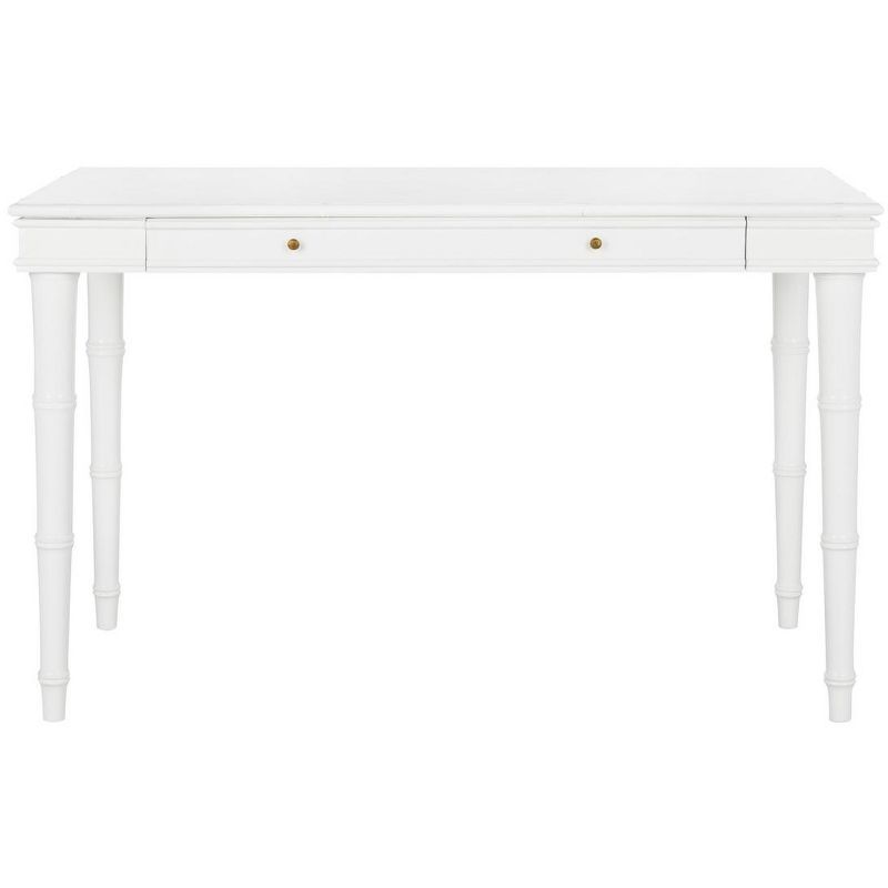 White Wooden Writing Desk with Single Drawer