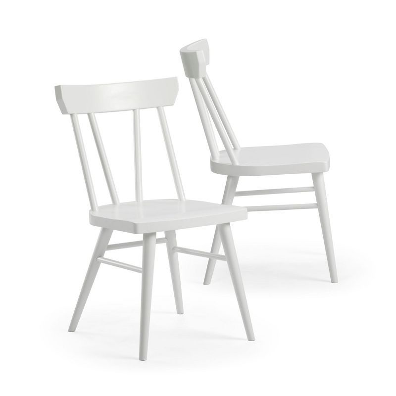 White Solid Wood Windsor Dining Chairs, Set of 2
