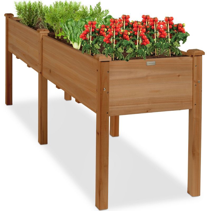 Acorn Brown 72" Fir Wood Elevated Garden Planter Box