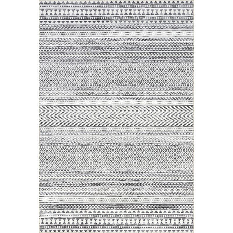 Gray Geometric Machine Washable Area Rug, 2' x 3'