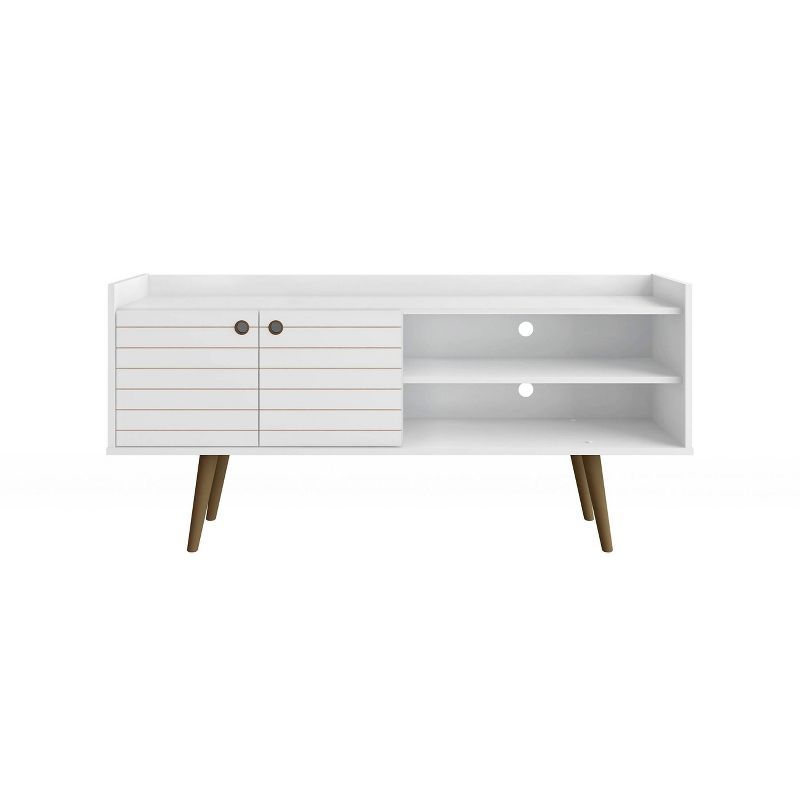 Bogart 53.54" White Mid-Century Modern TV Stand with Cabinet