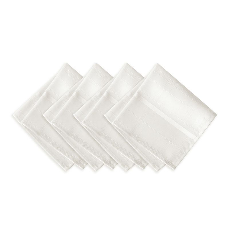 White Plaid Polyester Stain Resistant Napkin Set of 4