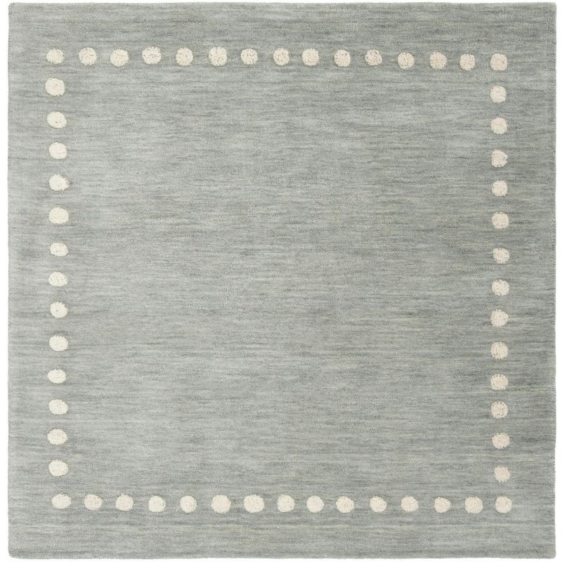 Hand-Tufted Whimsy Wool Square Rug for Kids in Gray