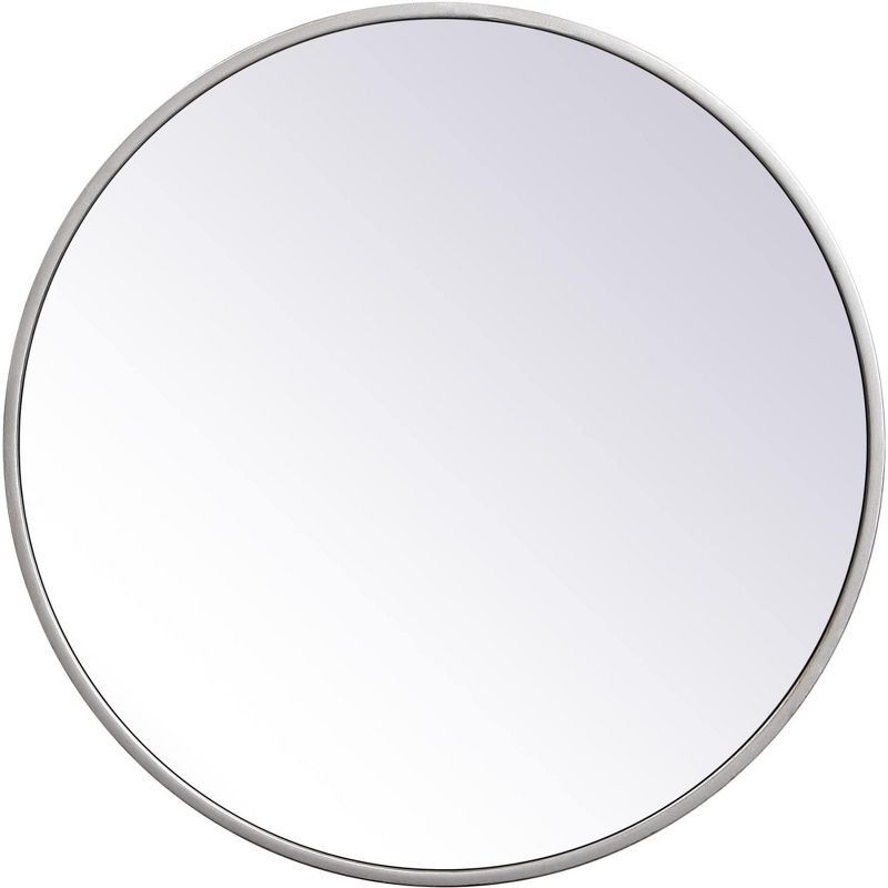 Contemporary 18" Round Silver Wood Wall Mirror