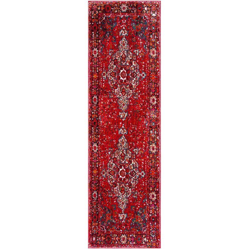 Antique Patina Red Synthetic 26" Non-Slip Area Rug