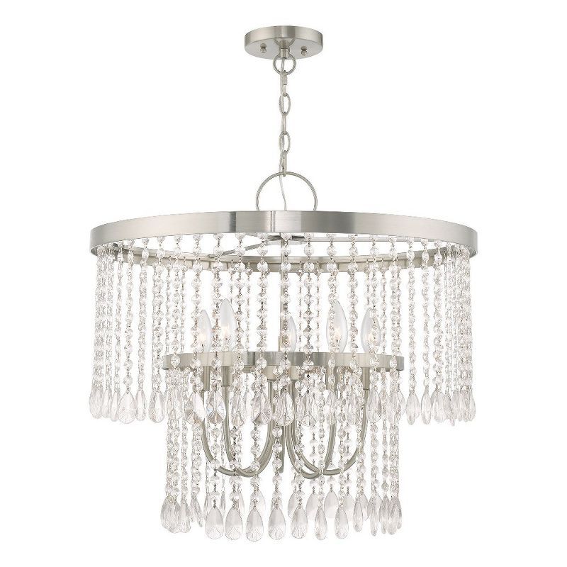 Elegant Elizabeth Crystal and Nickel 5-Light Chandelier