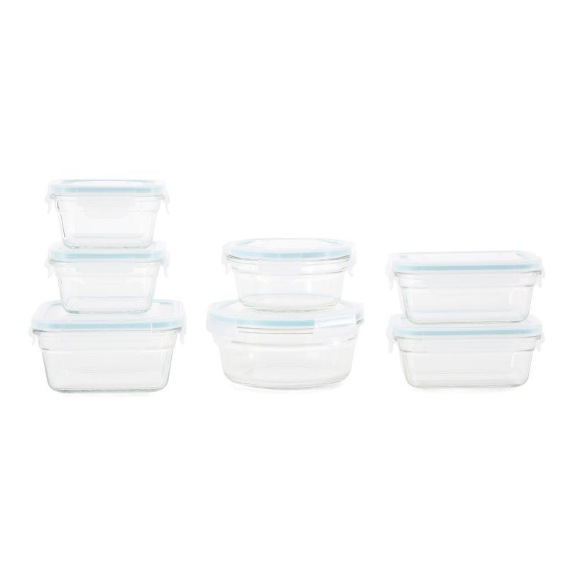 Glasslock 14-Piece Clear Glass Food Storage Container Set with Lids