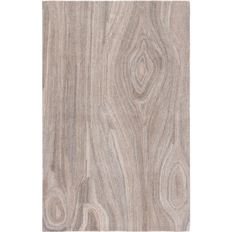 Beige and Grey Abstract Wool 6' x 9' Area Rug