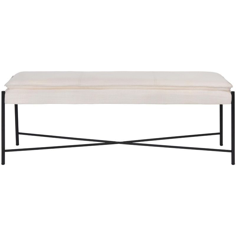 Light Beige Cushioned X Bench with Sleek Black Frame
