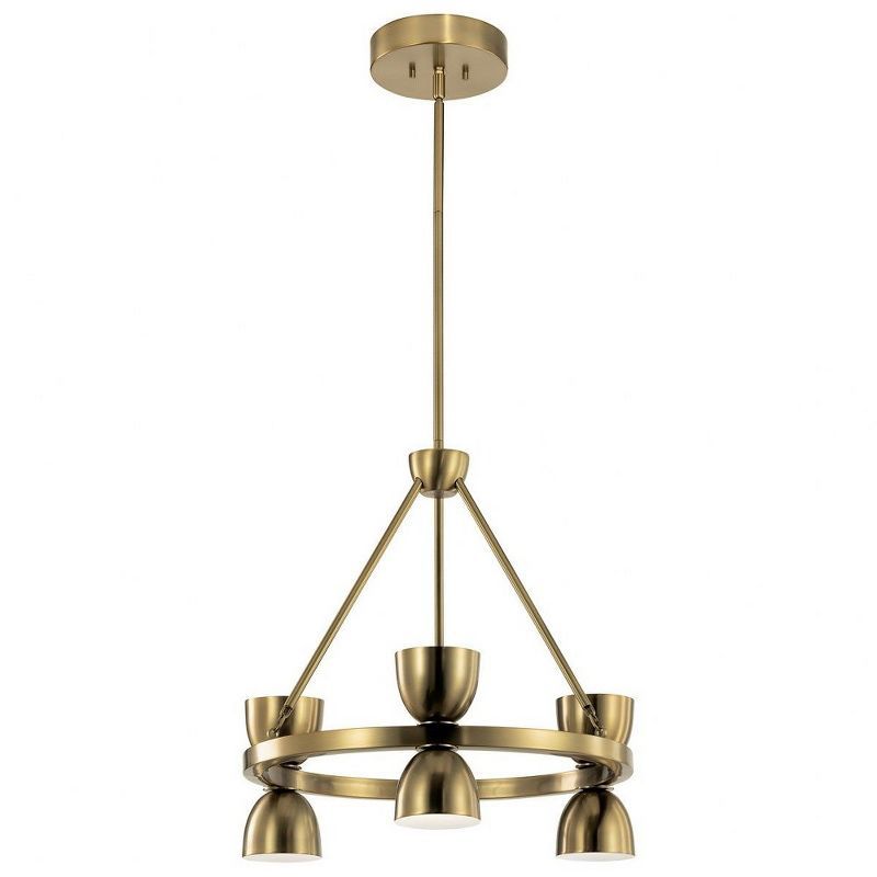 Brushed Brass Mini Outdoor LED Chandelier with Frosted Acrylic Shade