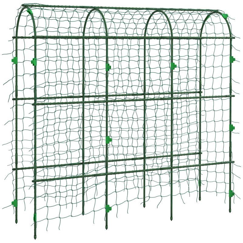 Green Metal 72" Tall Arch Garden Trellis for Climbing Plants